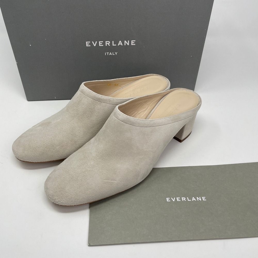 Everlane The Day Mule Sand Suede Block Heel Slip On Shoes Made in Italy Size 6.5
